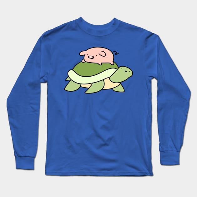 Turtle and Little Pig Long Sleeve T-Shirt by saradaboru